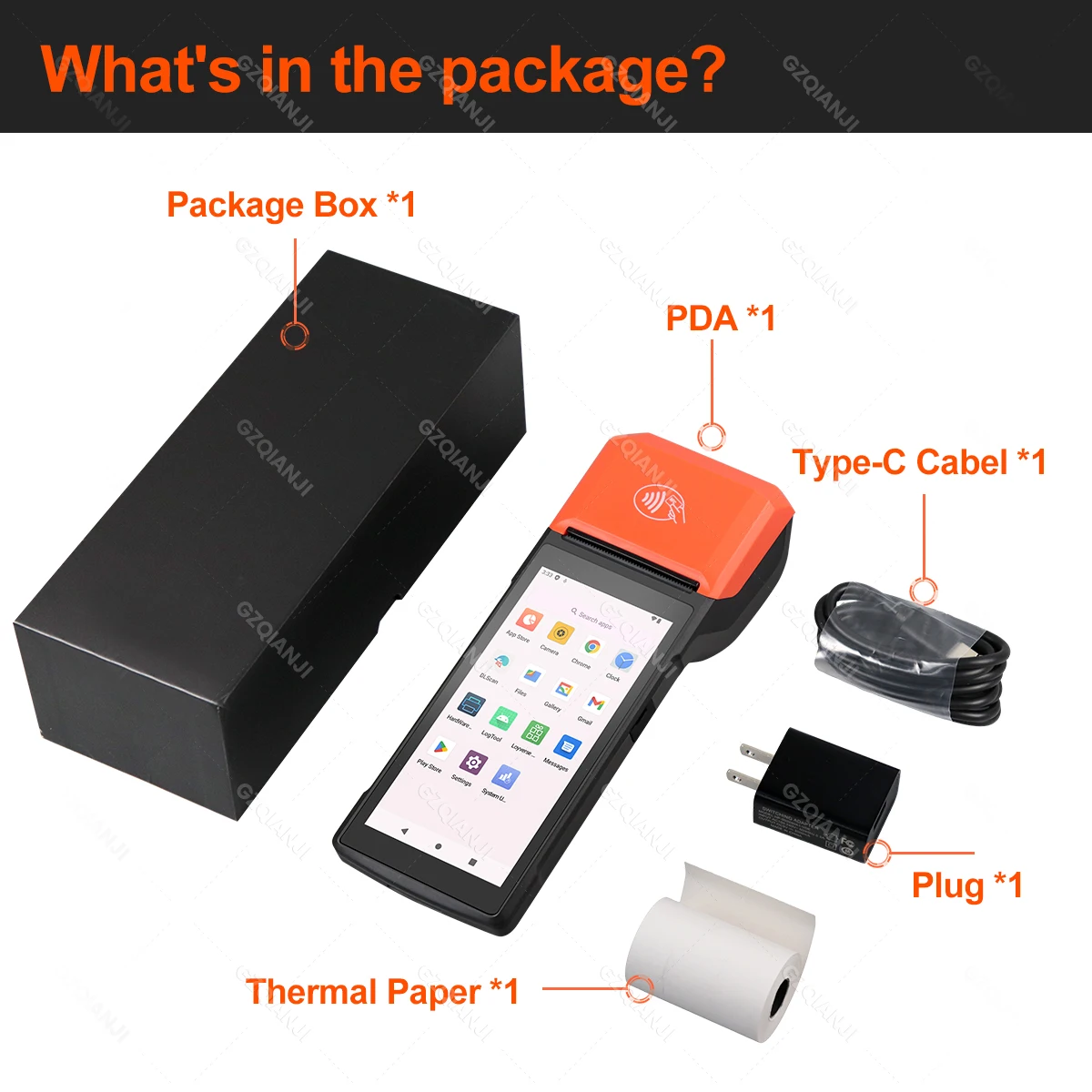 Imagem -05 - Portátil Impressora de Recibos Térmica Pos Terminal Pda Tudo em um Ponto Nfc Loyverse 2d Barcode Scanner Android 13 58 mm 4g