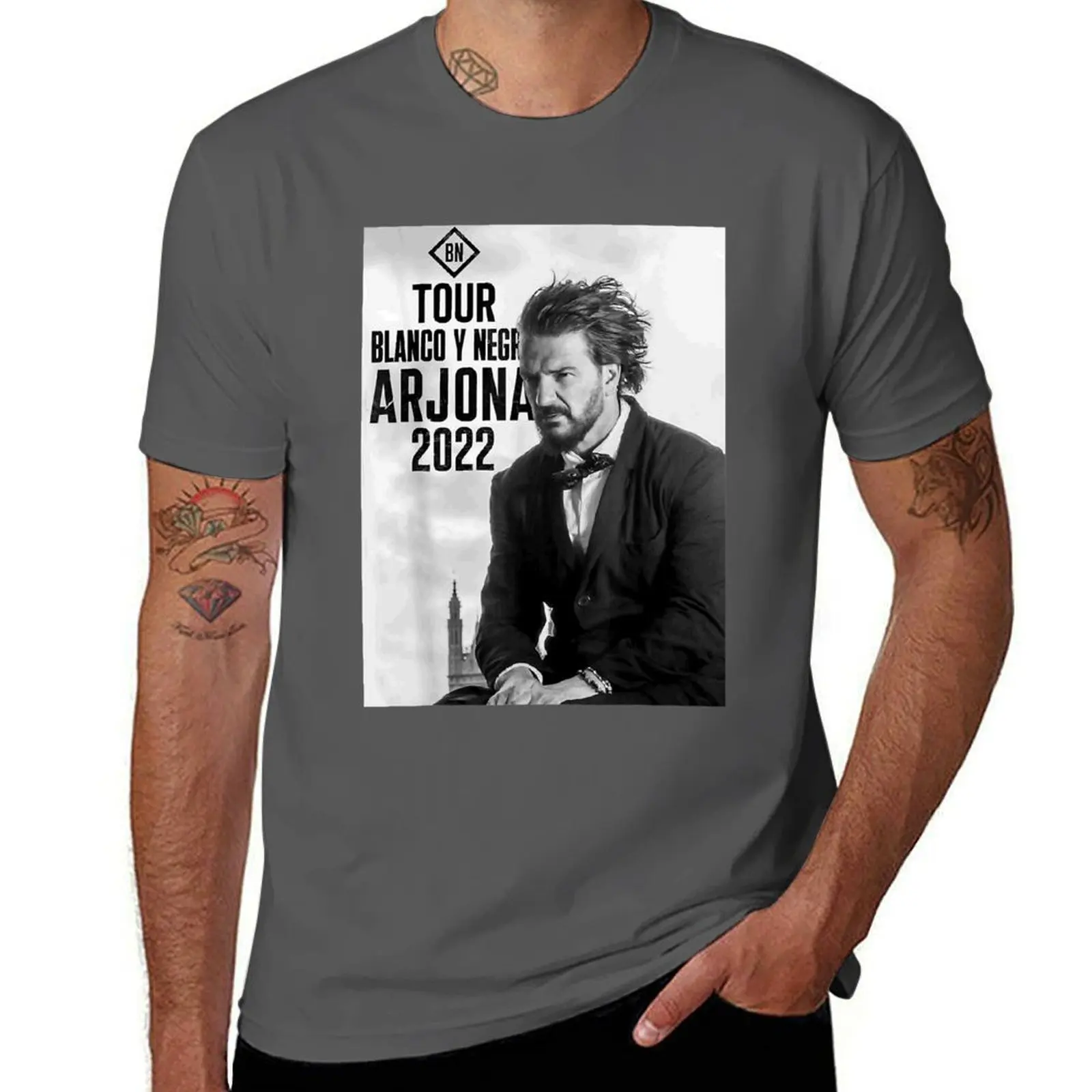 

Tour y Blancos Negro Ricardo Arjona T-Shirt Summer Print Short Sleeve Tee