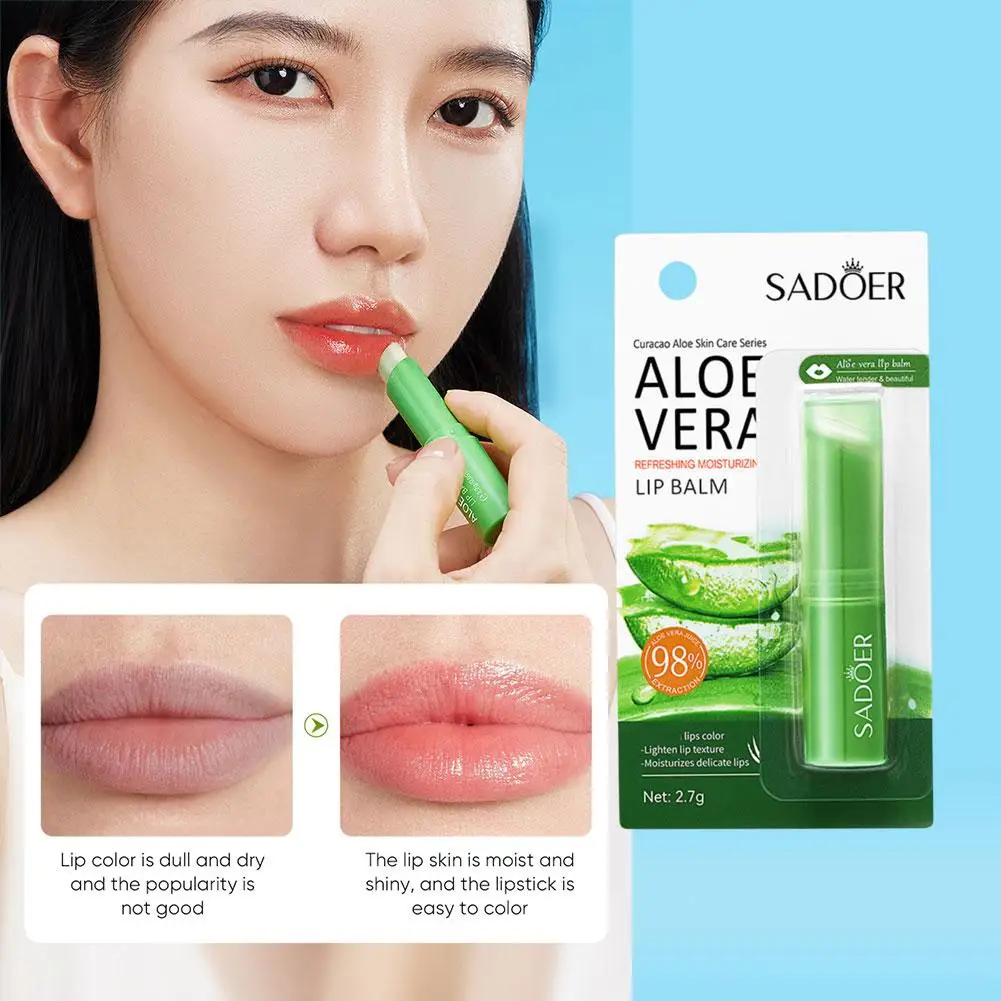 1 buah 2.7g pelembap bibir Vc kering dan retak pengupas bibir lidah buaya perawatan warna memperbaiki Vera lipstik kulit dan produk Q3M6