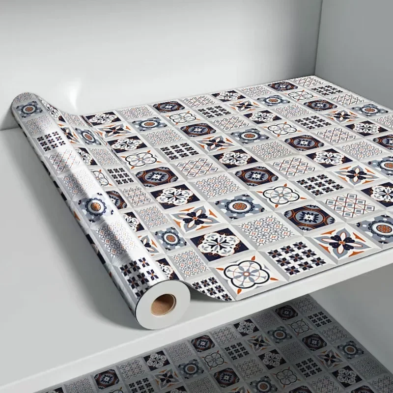 3D Tile Stickers Desktop Stickers Kitchen Oil-Proof Stickers Bathroom PVC Self-Adhesive Wallpaper Geometric Pattern