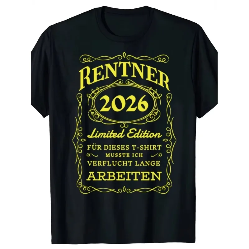 Image of 2026 Ruhestand Deutscher Lustiger Slogan T-Shirt Vintage Grafik Lässiges Baumwoll-Kurzarm-Oberteil