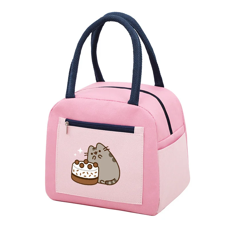 Pusheen Lunch Bag Cartoon Cat Insulated Thermal Handbag Cute Student Back To School Meal Storage Pouch Pink Girls Food Bags Gift