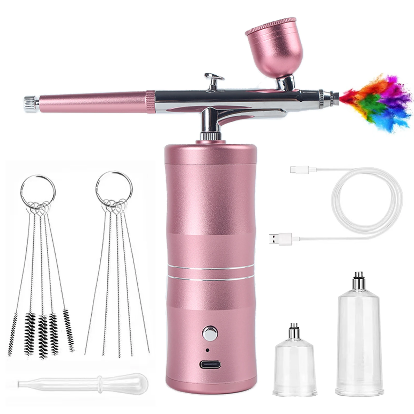 Portable Rechargeable Wireless Airbrush With Compressor Single Action Spray Gun For Face Beauty Nail Art Tattoo Craft Cake Paint