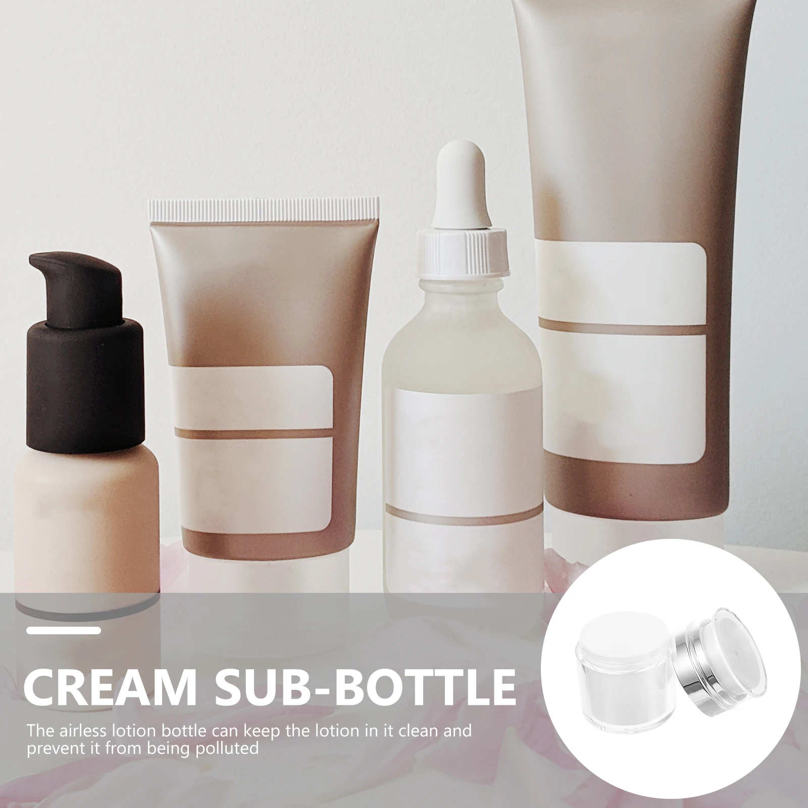 

2pcs Airless Lotion Bottles Empty Containers Leakproof Pump Cream Sub Bottles Portable Travel Storage 30Ml 50Ml