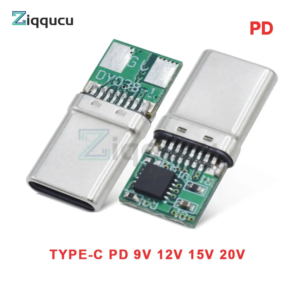 USB-C PD QC Trigger 9V 12V 15V 20V DC Adjustable Voltage Power Module 5A Type-C Male Input