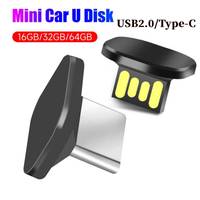 16GB/32GB/64GB Mini Car U Disk Portable Type C USB Flash Drive Memory Stick Fast Transmission Plug and Play for Car Computer TV