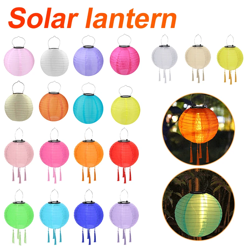 Solar Lantern Waterproof LED Solar Cloth Chinese Lantern Outdoors Festival Wedding Party Garden Hanging Lamp Light Decor