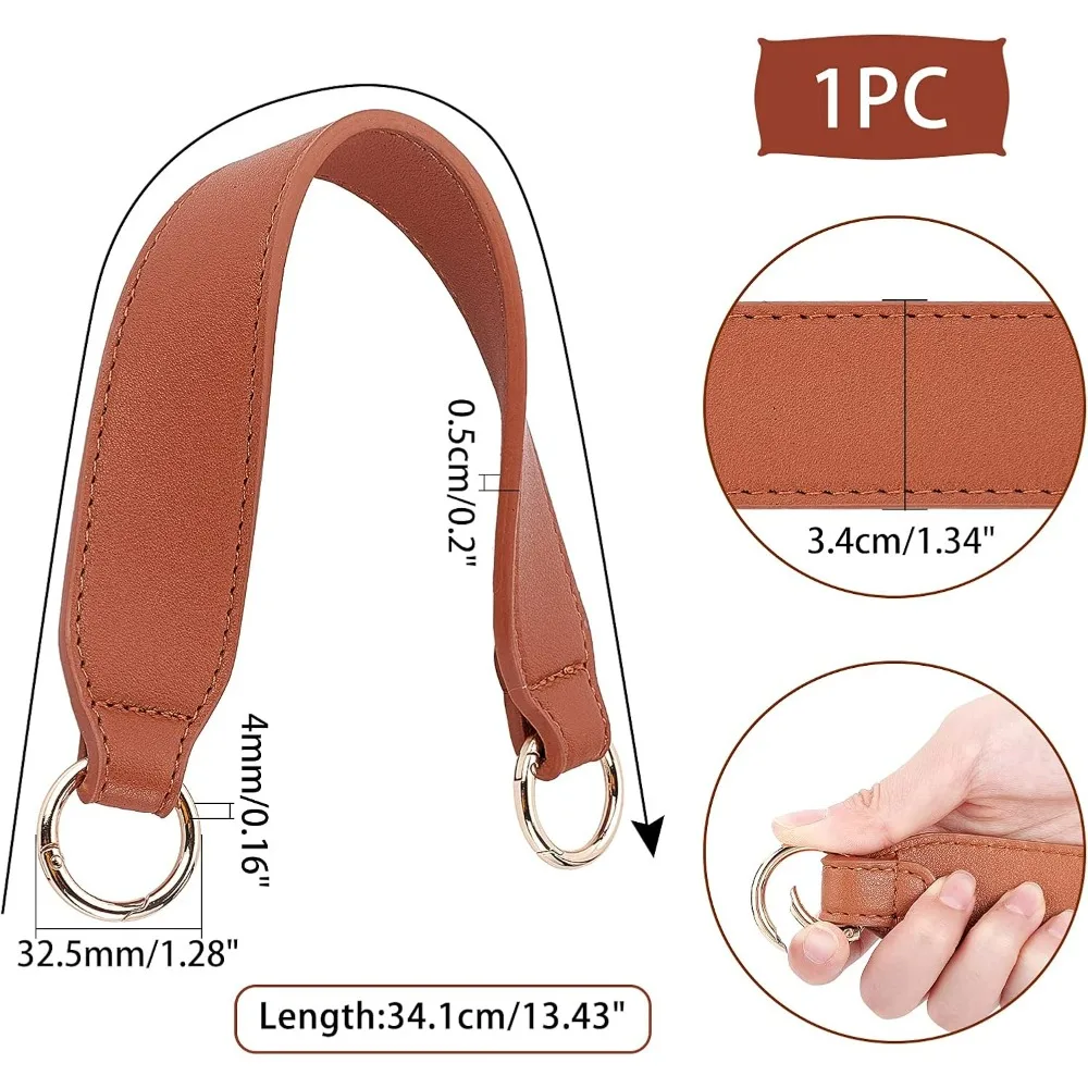 Leather Purse Strap Replacement,13.4 Inch PU Leather Bag Handle Handbag Shoulder Strap Short Clutches Bag Handle with Spring