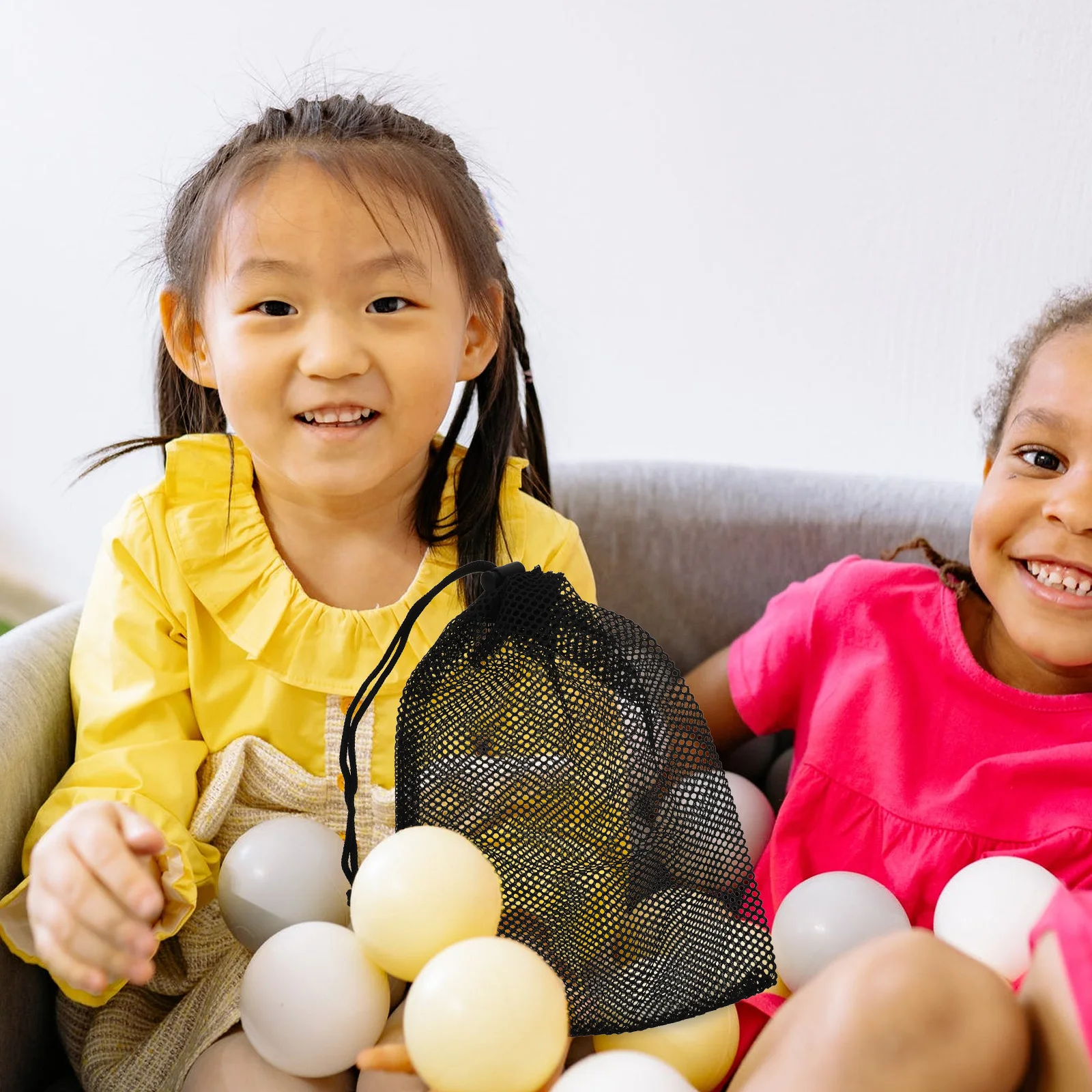 2Pcs Golfs Ball Storage Bag Black Portable Drawstring Mesh Pouch for Sports Supplies Balls Protection Travel Carrying Holder