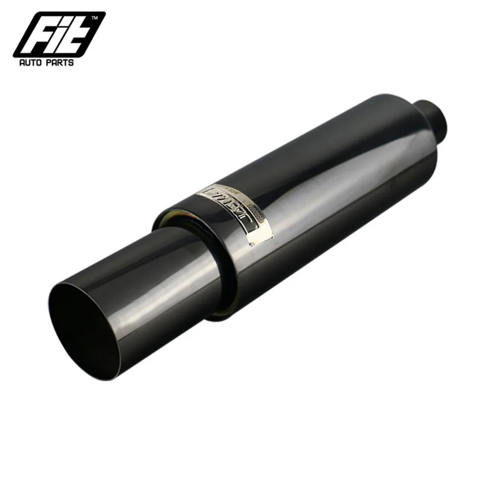 

High Quality Stainless Steel Black Exhaust muffler Pipe 2.5'' Inlet 4'' outlet Sport Sound Mufflers For universal Car