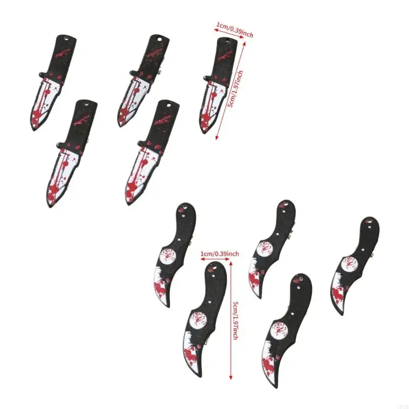 5pcs Halloween Hair Clip Spooky Axes Daggers Daggers Cleaver Design Acrylic Resin Accessories for Cortume Siles Y08E #6