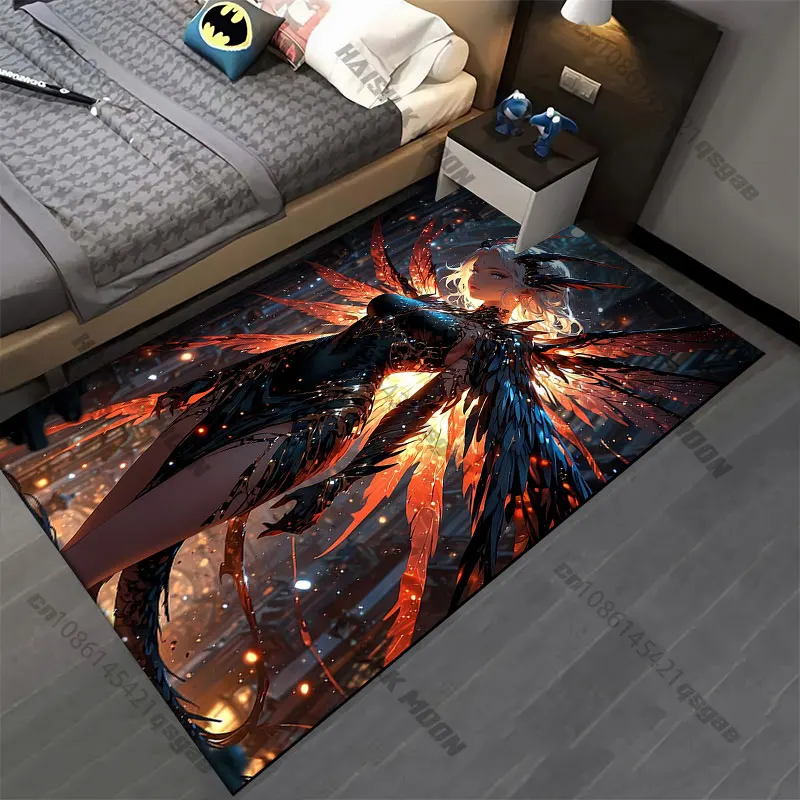 Majestic fiery winged figure carpet Yoga living room room decor children's crawling mat doormat area rug games mat