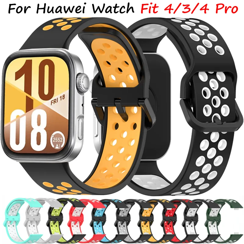 สายรัดซิลิโคนอ่อนนุ่มสําหรับนาฬิกา Huawei Fit 3 4 Pro กีฬาระบายอากาศเปลี่ยนได้ทนทานสร้อยข้อมือสําหรับนาฬิกา Huawei Fit 4 อุปกรณ์เสริม