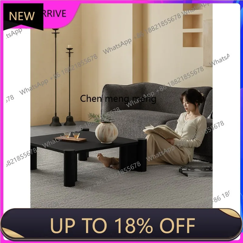 

C88 Coffee table modern simple pure black solid wood living room minimalist square sofa side table