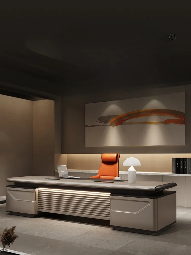 

Nn Boss desk light luxury high-end furniture paint large desk modern table and chair combination boss table