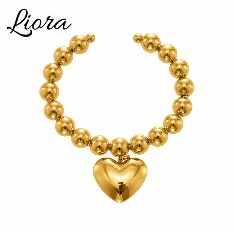 Liora جودة عالية الحلزون القلب قلادة النساء أساور الفولاذ المقاوم للصدأ مصقول الزفاف مأدبة سحر سوار الأفريقي مجوهرات