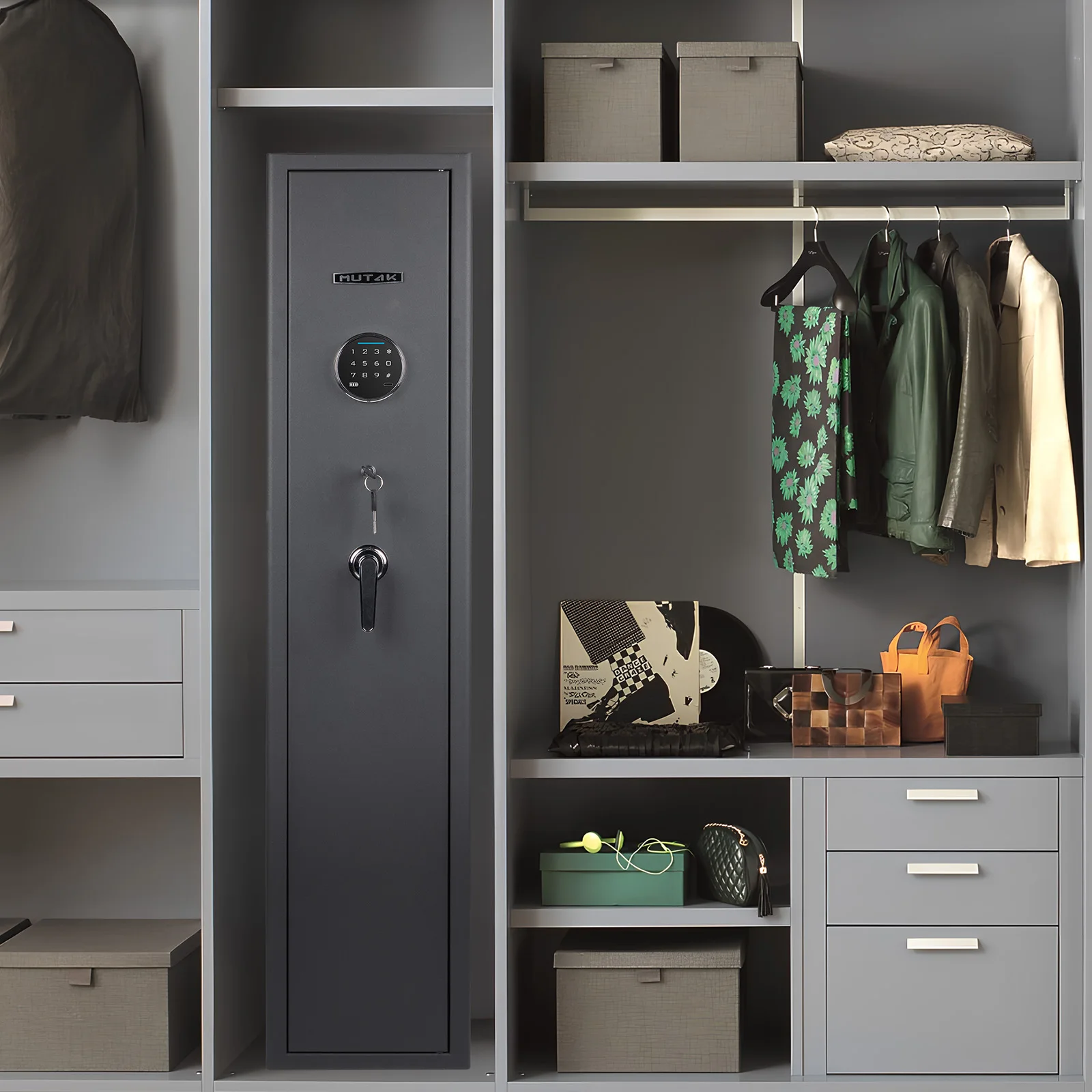 Mutak 3-8 Rifles Gun Safe with Digital Keypad/Key/Type C Port,Large Gun Cabinet for Home Rifles Pistols,with Removable Shelf