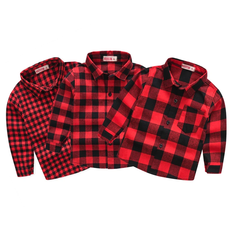 Boys Shirts Classic Casual Plaid Child Shirts Kids School Blouse Red Tops Clothes Kids Children Plaid 2-8 Years Kids Boy Wear