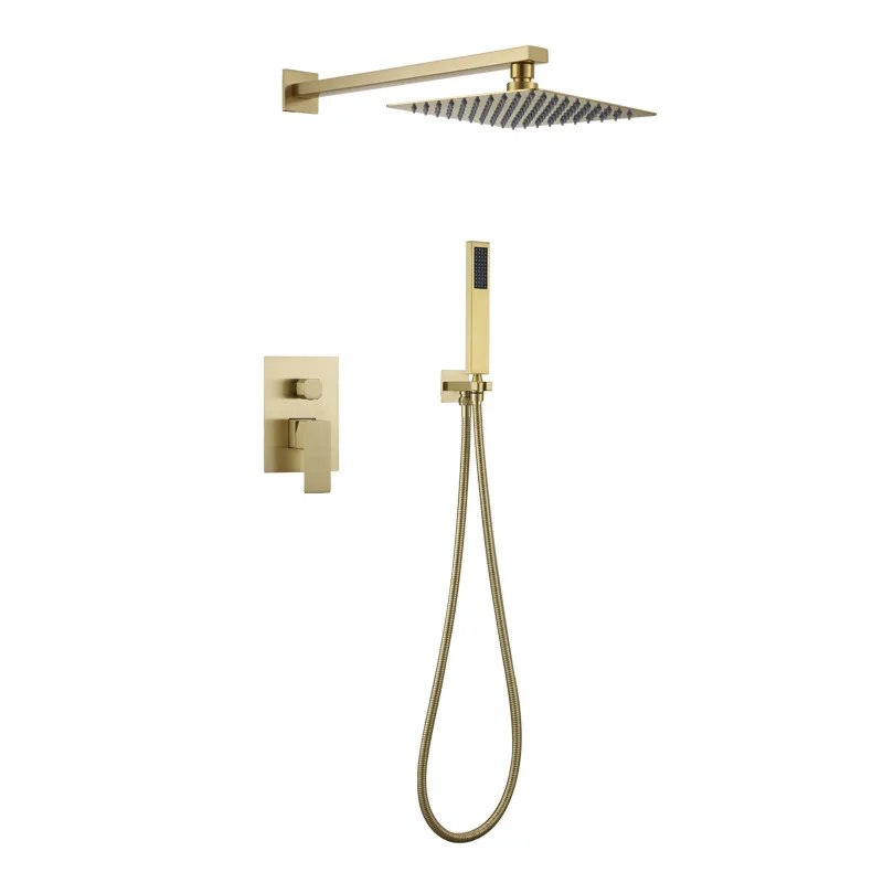 #*-Deao Good Quality Stainless Steel Mounted Black Column Concealed Rain Wall Mount Shower Set