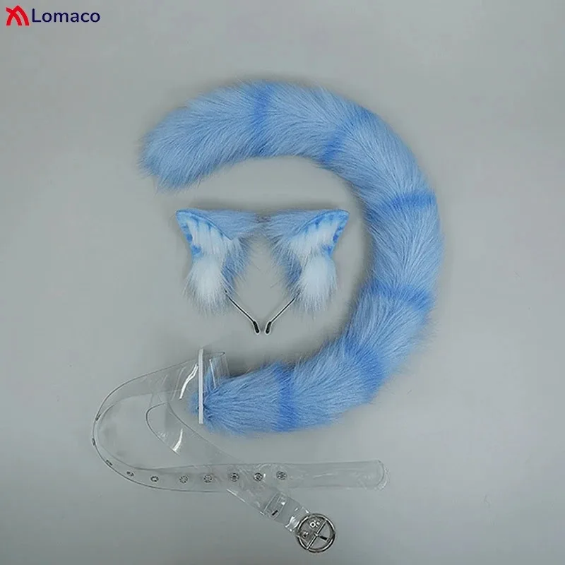 CyTiger Spot Kocie Uszy Futrzany Ogon Damskie Dziewczęce Lolita Zwierzęce Uszy Opaski do Włosów Pluszowy Ogon Akcesoria do Kostiumów Cosplay