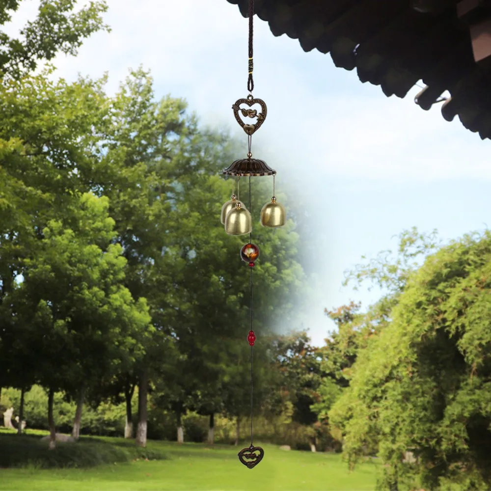 Metal Wind Chimes Bell 16.69in Heart Shape Home Hanging Decor Melodious Sound Hanging Design Outdoor Yard Decor Home Decor