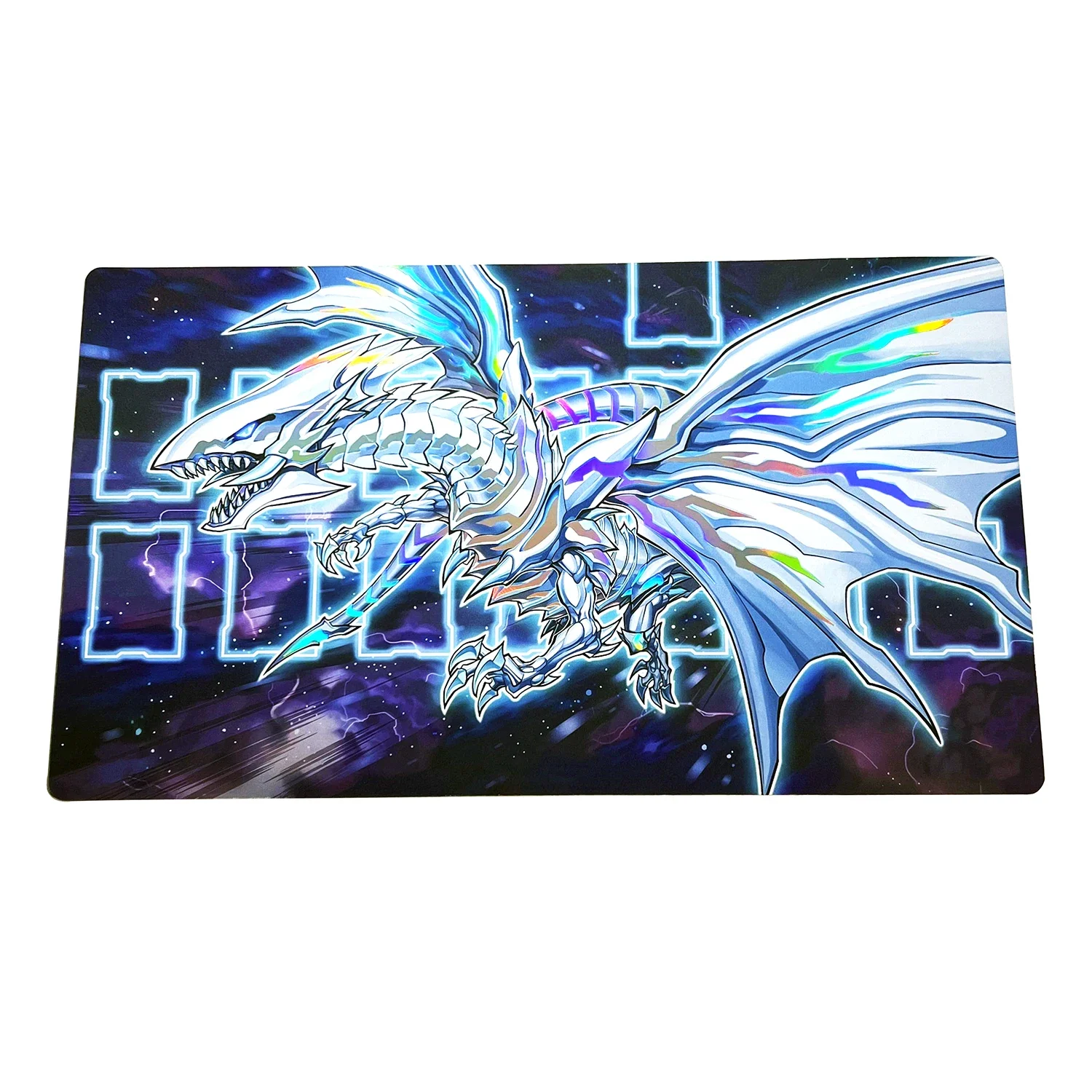 YGO-Bolsa de almacenamiento de juegos personalizada sin costuras, 2mm, ojos azules, dragón blanco alternativo, lámina holográfica brillante, joymat