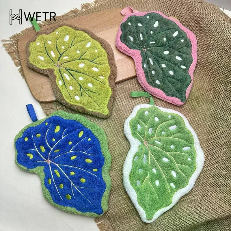 

Впитывающее полотенце для рук с имитацией листьев, подвесное полотенце с рисунком растений, салфетка для чистки кухни и ванной комнаты