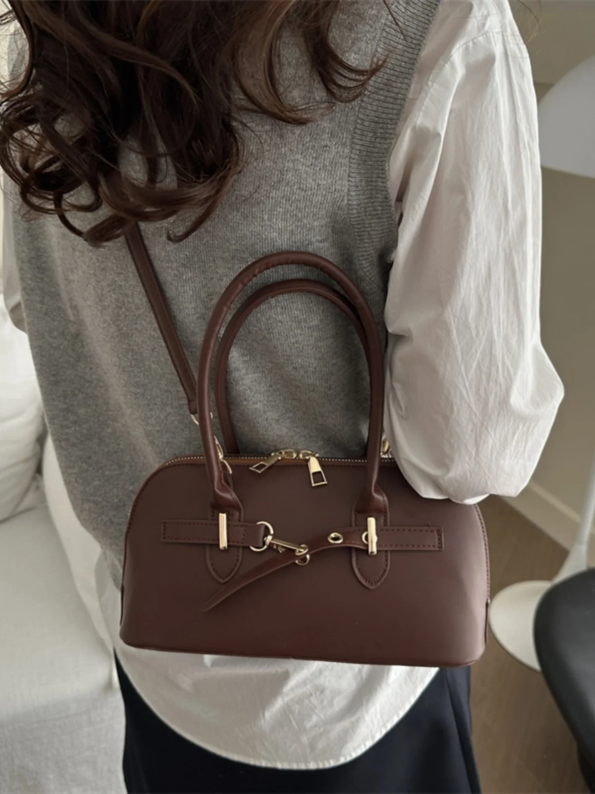 

Современная сумка ell aped, женская модная сумка для боулинга в стиле ретро, маленькая сумка через плечо из искусственной кожи, полиэстера