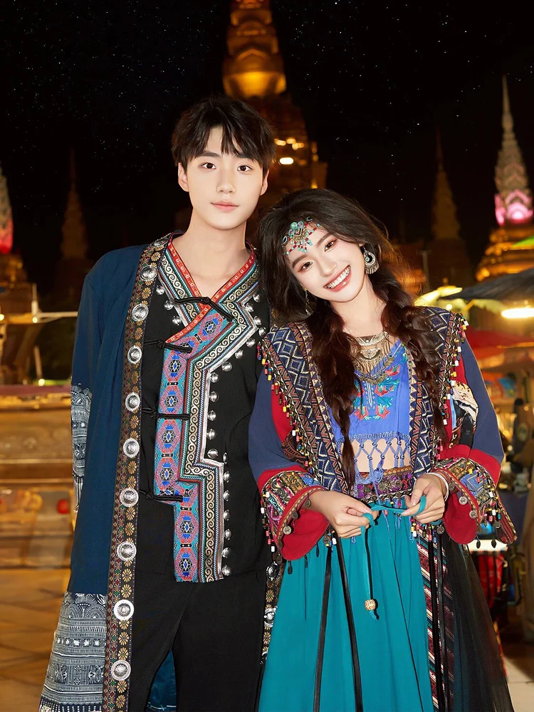 Tibetan Clothing Couple Suit Miao' S Ethnic Style Exotic Popular Travel Photography New