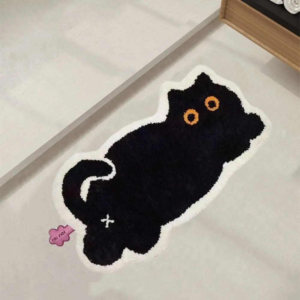 Cute Black Cat Imitation Cashmere Carpet Home Bedroom Bedside Blanket Door Mat Cartoon Ins Living Room Coffee Table Mat