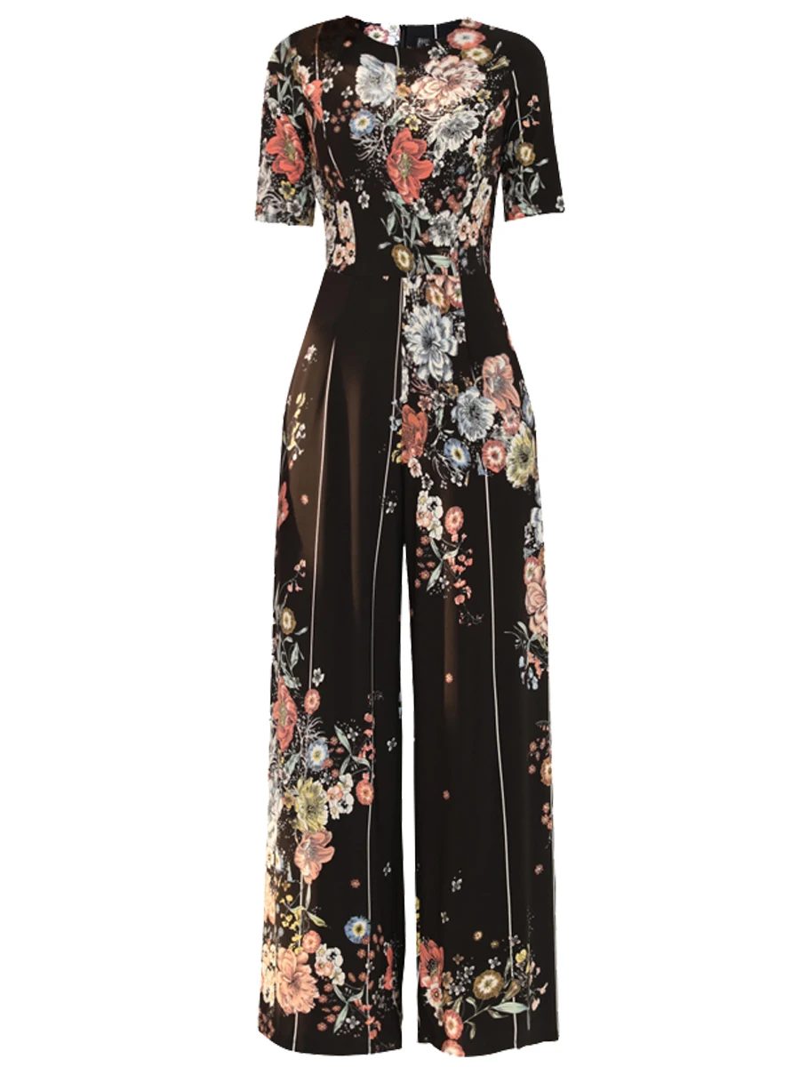 Calças Femininas Longas de Corte Reto, Sem Necessidade de Passar, Estilo Casual Floral de Outono, Efeito Emagrecido Confortável