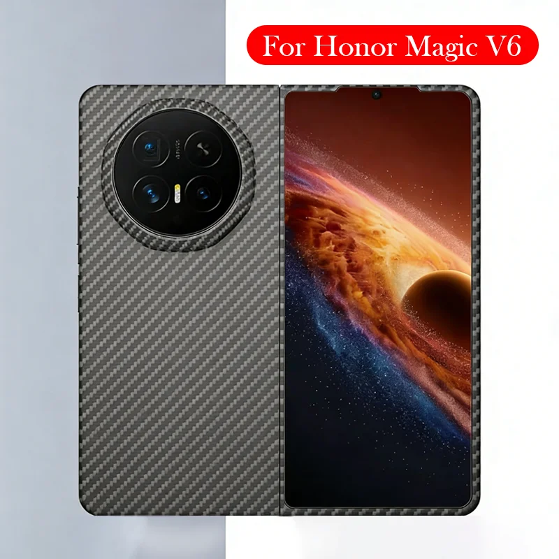

Case For Honor Magic V6 Carbon Fiber Wireless Charging Back Cover Case for HONOR MAGIC V6