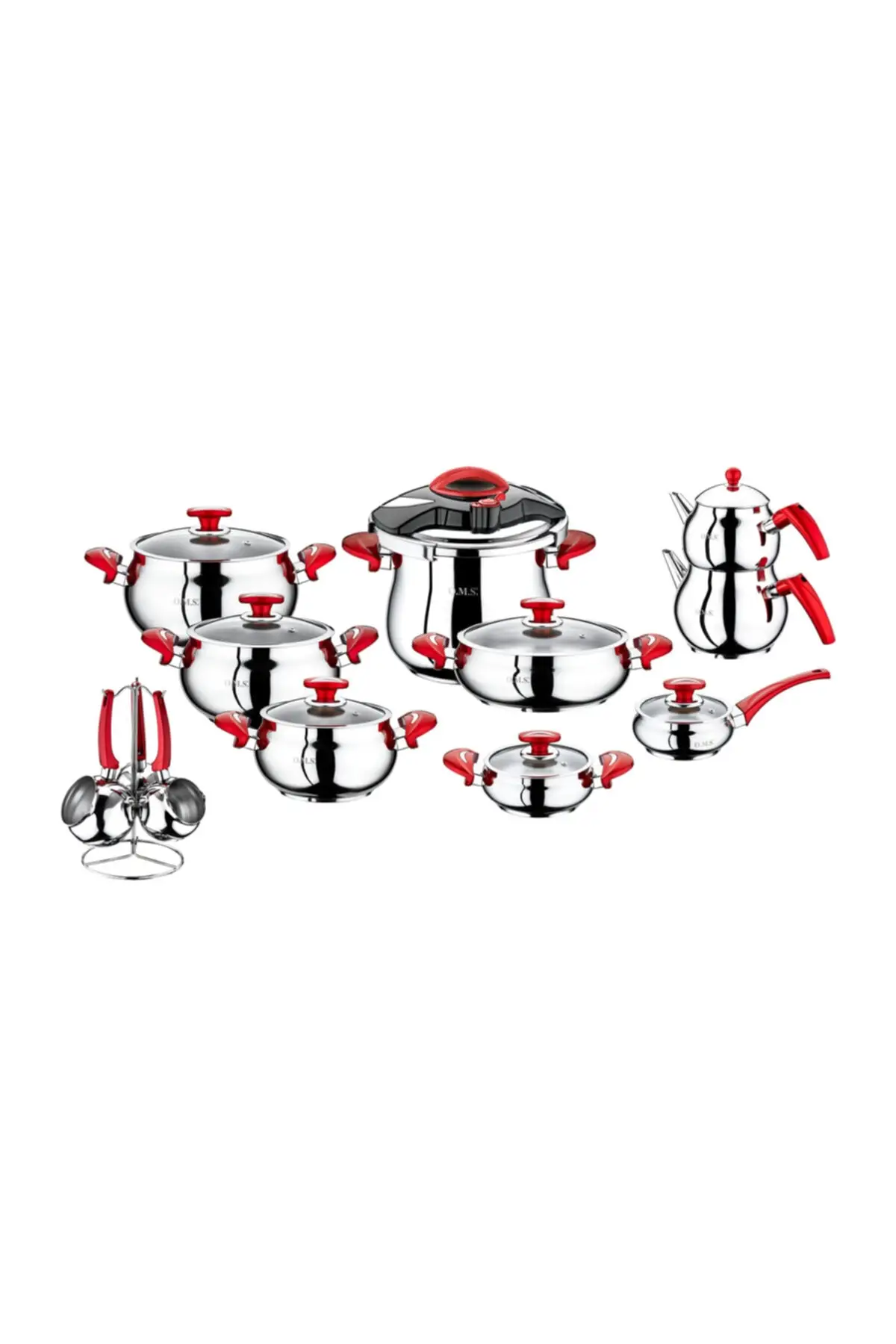 DOLBOVI 22 piece steel dowry Set red Cookware Set