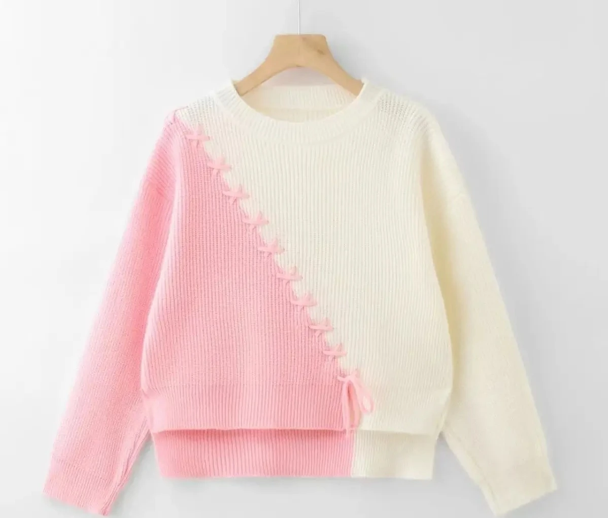 سترة نسائية فضفاضة قصيرة خارجية جديدة تحجب الألوان ورقبة دائرية سترة عصرية بأكمام طويلة #1