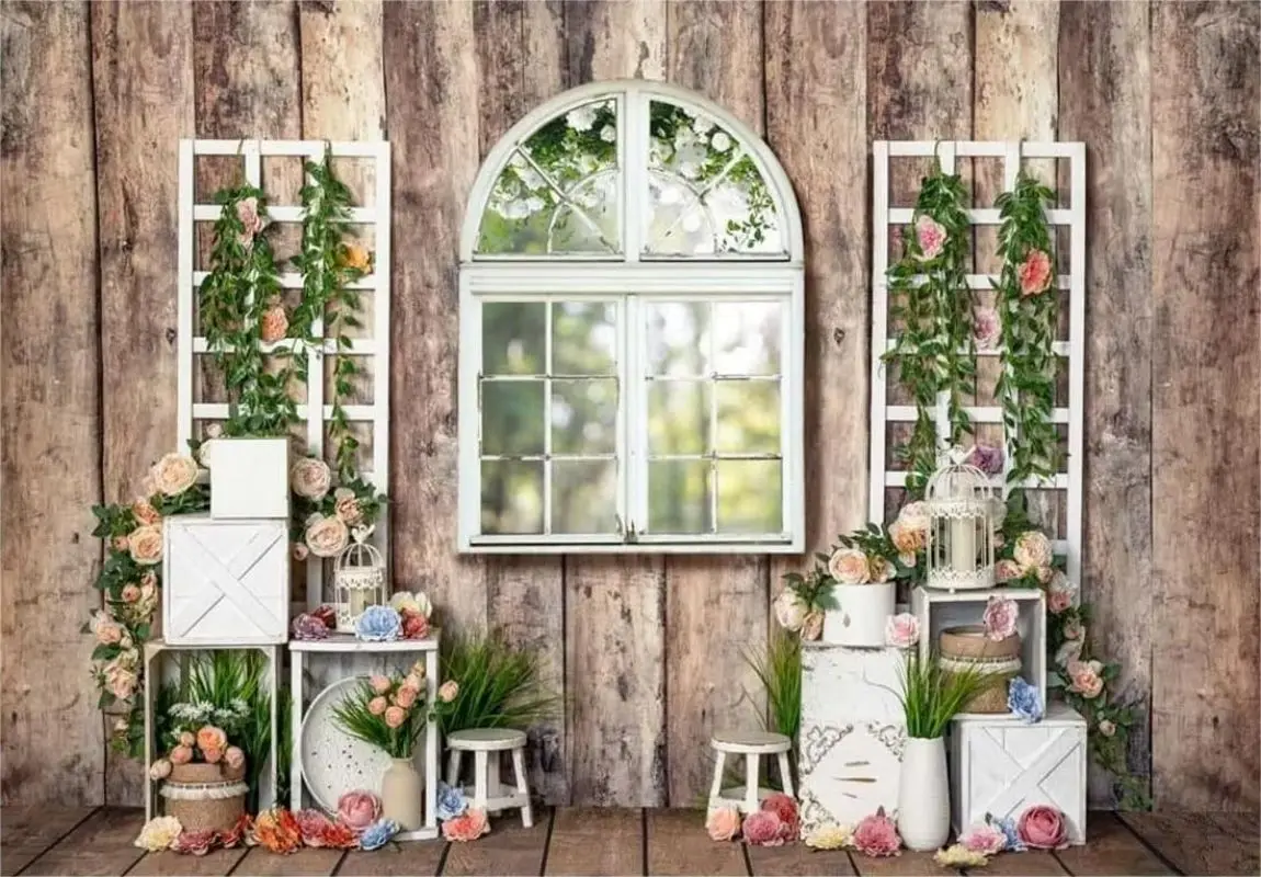 Floral Interior Scene Photography Backdrop Spring Party Decoration Background for Kids Bridal Shower Photo Studio Booth Props