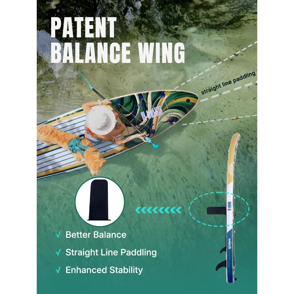 لوح مجداف كبير جدًا قابل للنفخ، SUP لشخصين/عائليين، لوح مجداف واقف مع حقيبة هاتف مقاومة للماء - ترقية جديدة