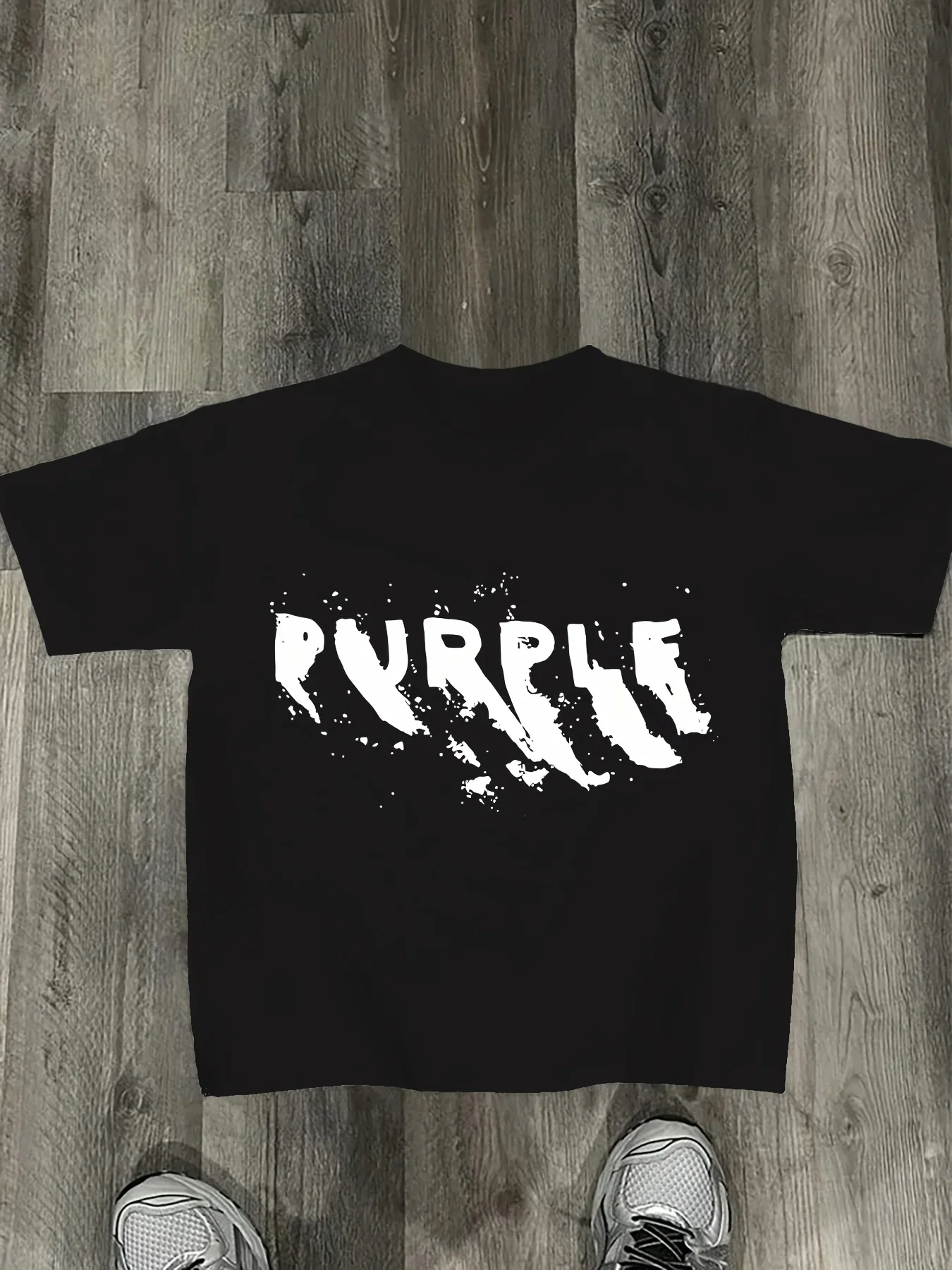 

Summer Men's Cotton Casual T-shirt Unique Monogram Print T-shirt Black Crewneck Loose Street Couple T-shirt