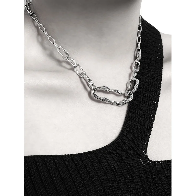 

Brass With White Gold Chuny Linked Chain Choker Necklaces Women Jewelry Punk Hiphop Designer Runway Simply Gown Boho Top Japan