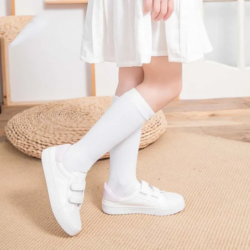 Kniestrümpfe für Kinder, Jungen und Mädchen, lange Röhrensocken für Schuluniform, Kinder, weiße Socken, Harajuku-Socken, lang, Student, Schwarz