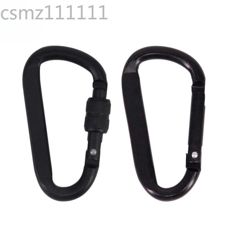 

7cm Aluminum Alloy Carabiner Black D-Ring Key Chain Clip Camping Keyring Snap Hook Outdoor Travel Ten-piece wholesale