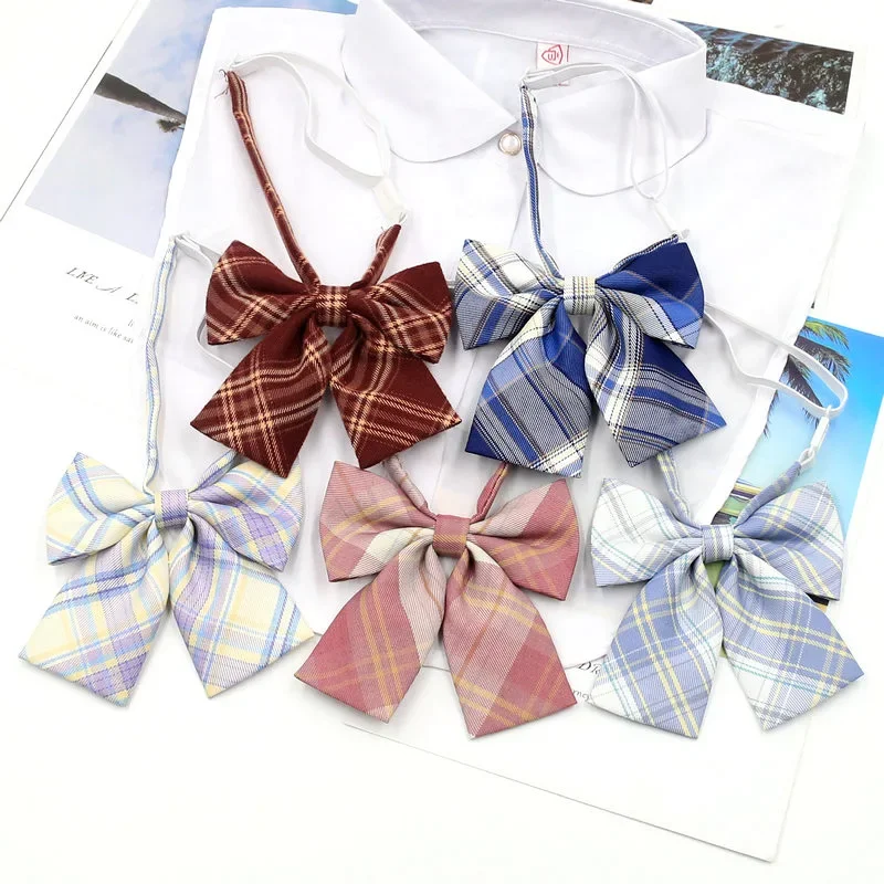 12*12CM Fashion Japanese JK Bow Ties Classic Plaid Cotton Bowties for Women Sailor Uniform Daily Wear Bowknot Birthday Gift