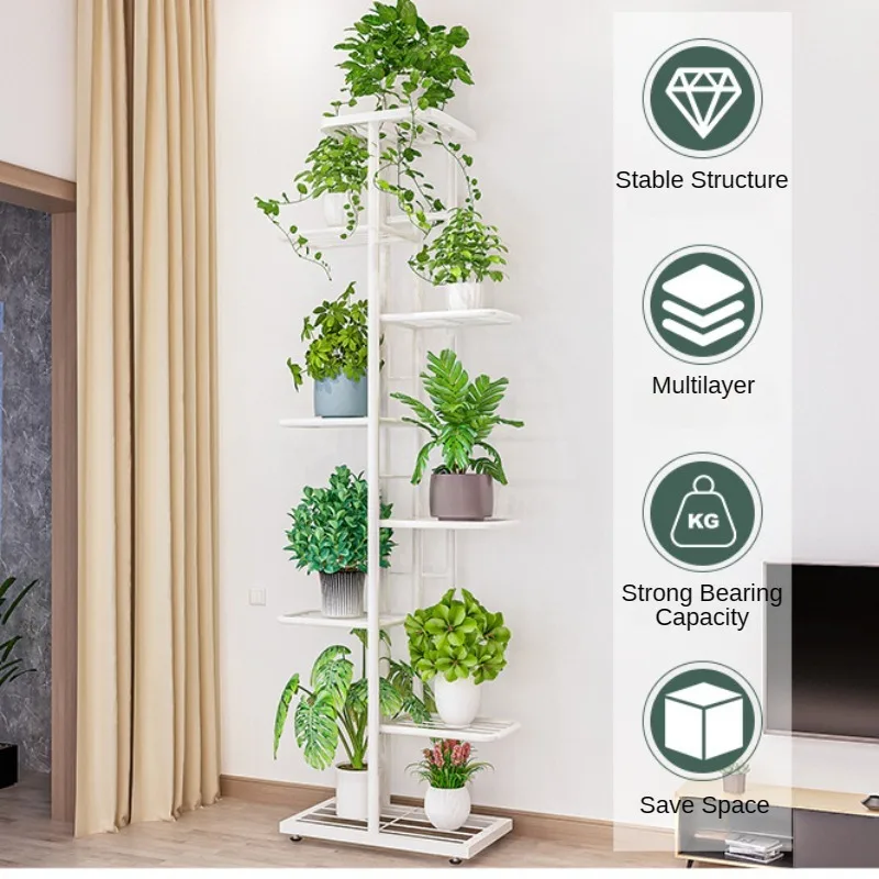 Tall Plant Stand Metal Rack Multiple Flower Pot Holder Shelves Rack Planter Shelf Display Storage Rack for Balcony Garden Corner