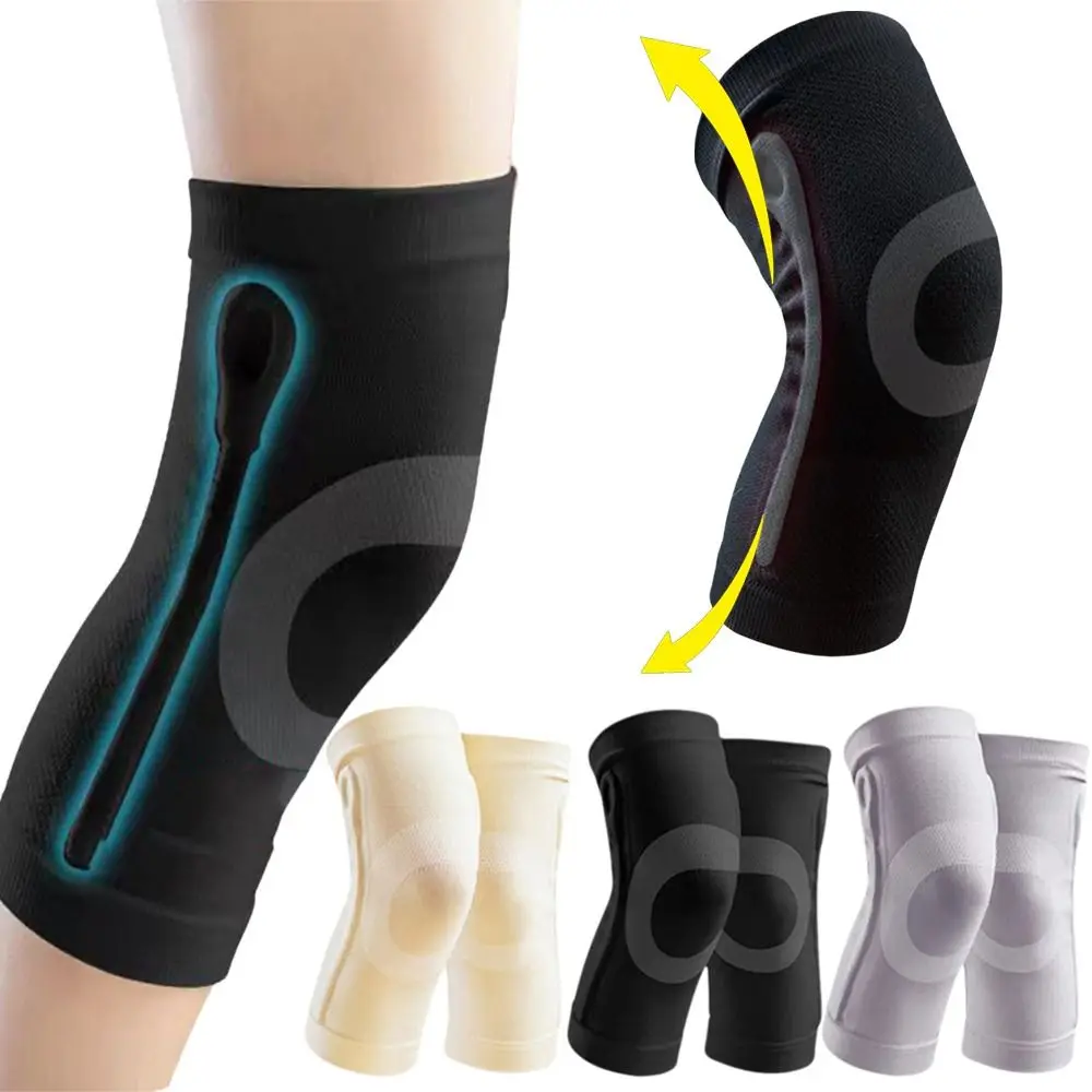1Pair Nylon Knee Brace with Side Stabilizers Spring Support Compression Sleeve Support Cold Protection High-ventilation