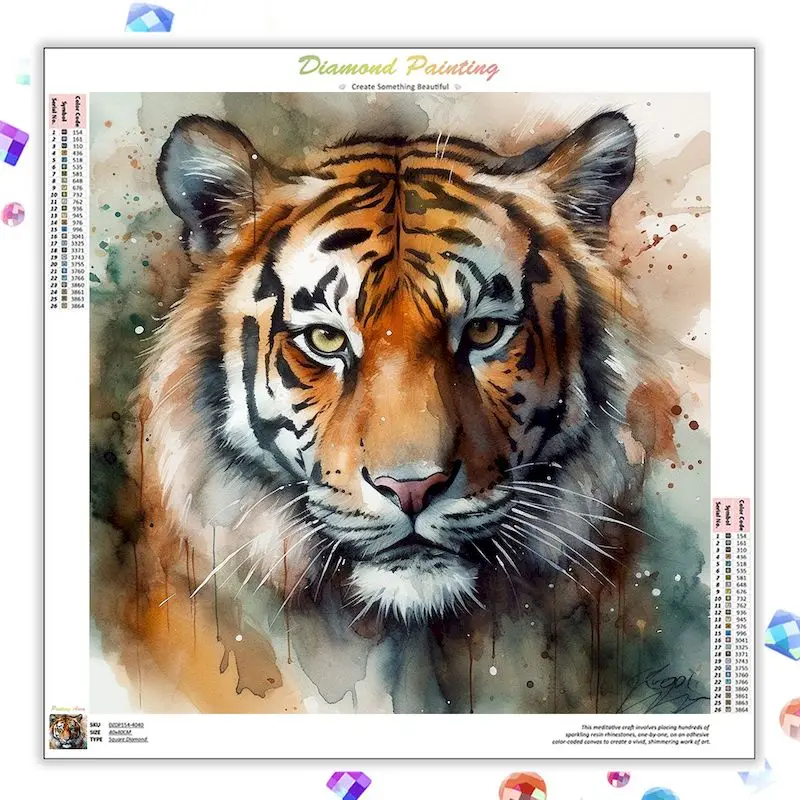 

GATYZTORY Diamond Mosaic Animal Diamond Painting Tiger Cross Stitch Embroidery Kits Craft Kit Hobbies Wall Home Decoration