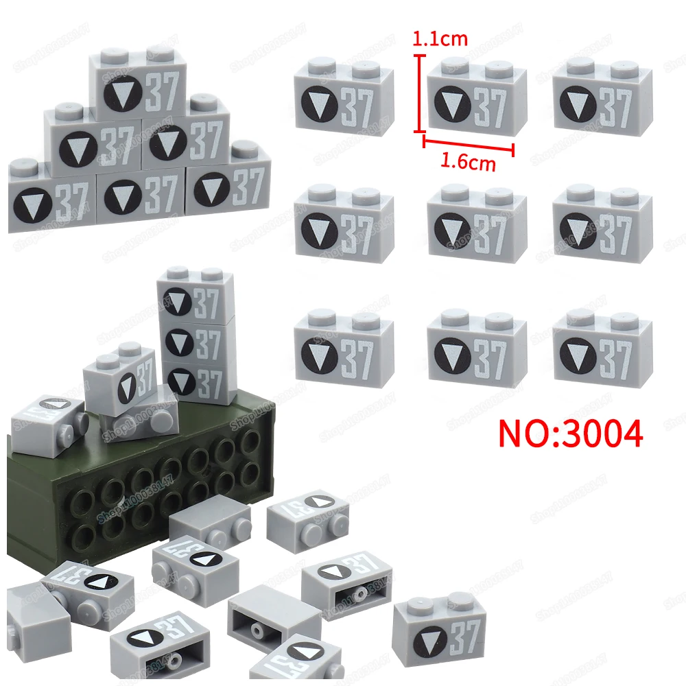 Triangle 37 Pattern Building Block 3004 Printed 1x2 Thick Brick MOC figures Military Equipment Model Scene Accessories Gift Toys