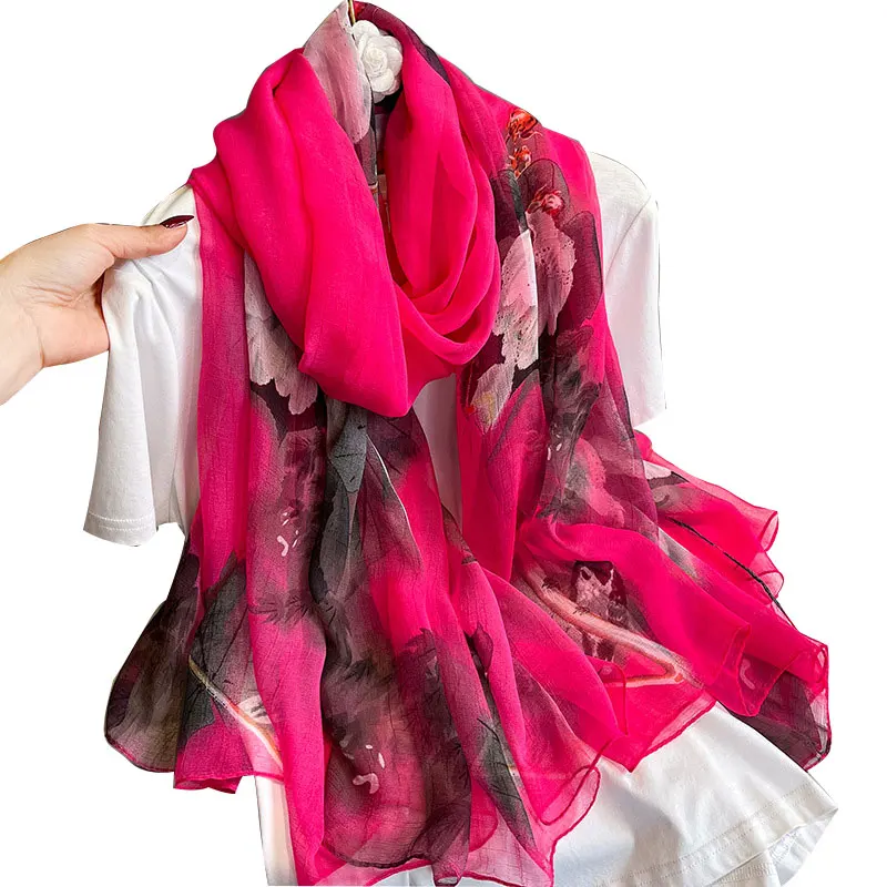 Women Scarf Fashion Summer Silk Scarves For Lady Shawls Wraps Female Hijabs Pashmina Foulard Bandana Neck Hijabs Long Scarfs