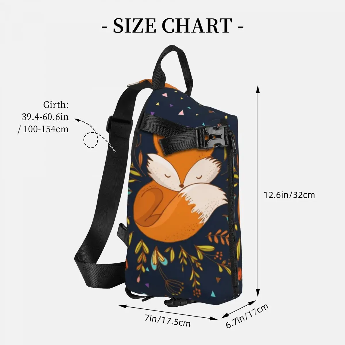 Cute Fox Flowers And Triangles Shoulder Bags Animal Running Chest Bag Men Travel Designer Sling Bag Retro Phone Small Bags