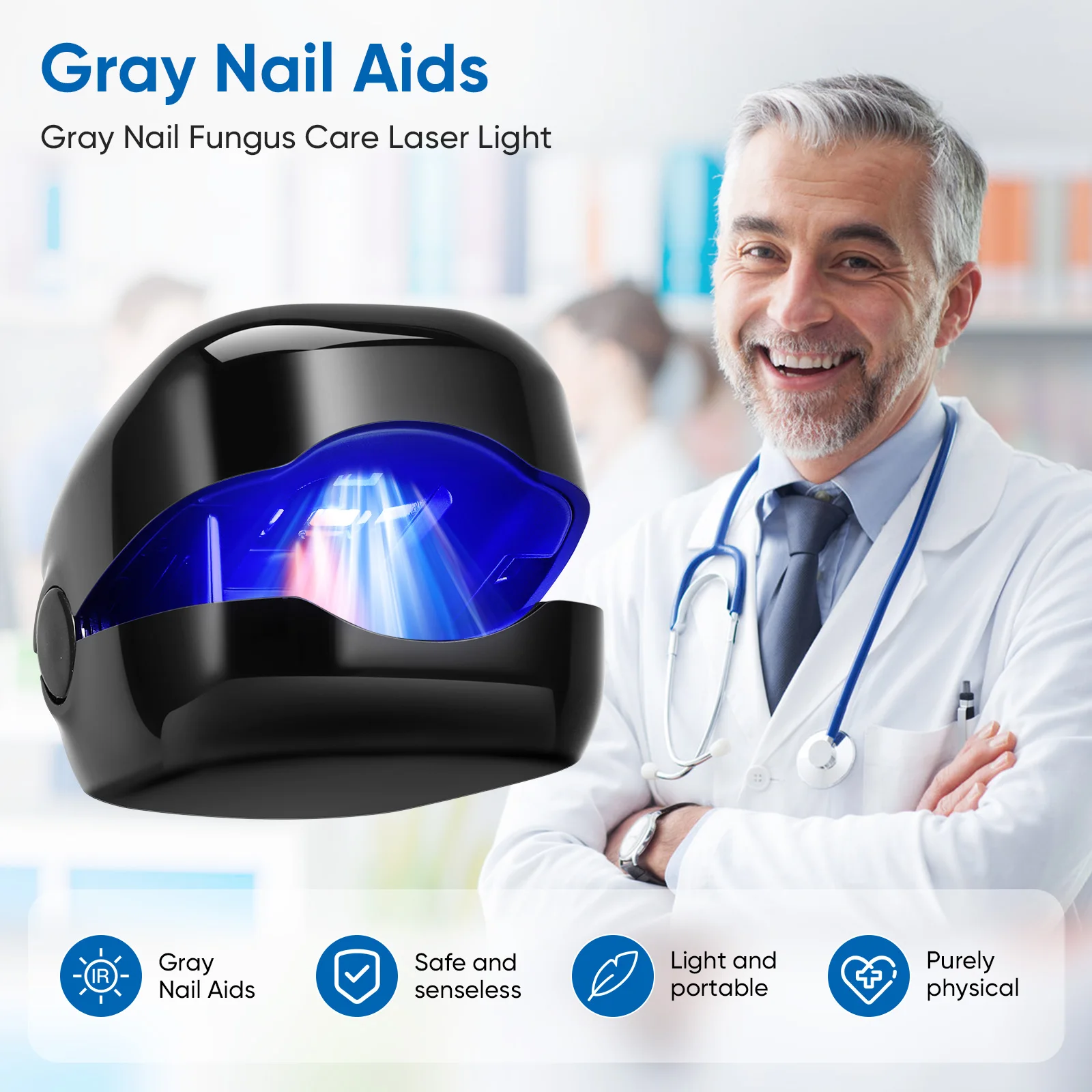 Black Fungal Nail Laser Device Repair Nails Fungus Onychomycosis Nail Fungus Cleaning Laser Device Foot Nail Care Tools