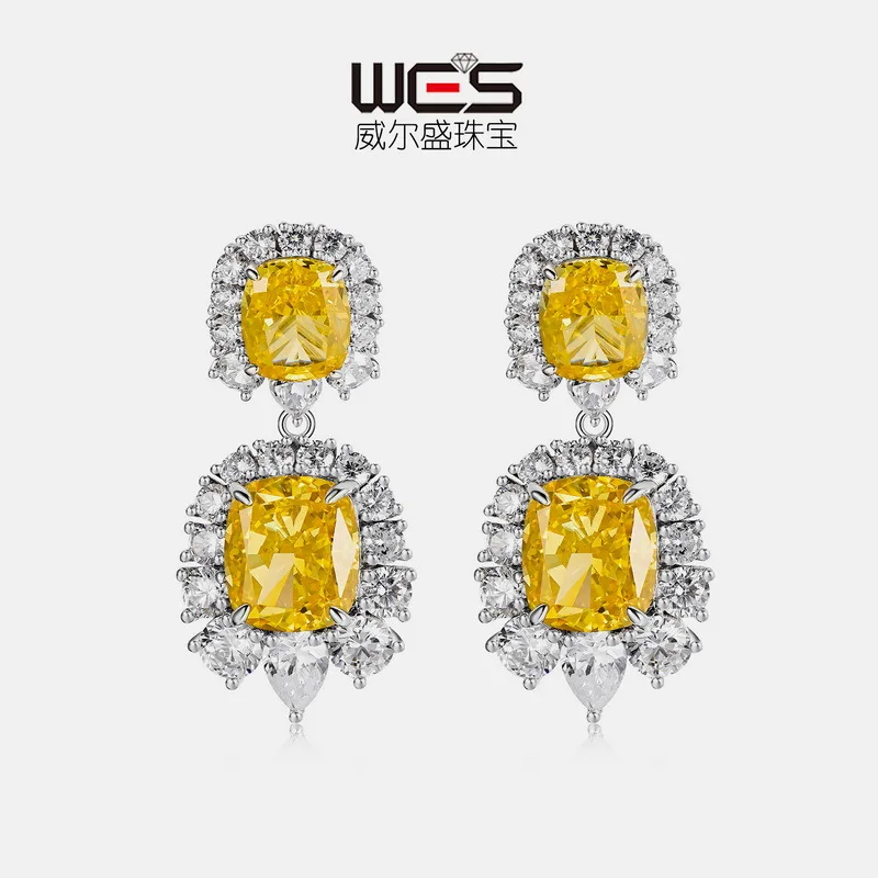 

18-каратное золото, инкрустированные цветными детскими камнями, платиновые серьги PT950 для женщин, модные серьги с ледяной цветочной огранкой из высокоуглеродистого бриллианта