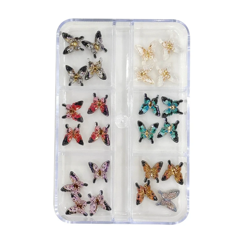 Accessoires pour Nail Art papillon en cristal, tendance, résine 3D, Mini papillons colorés, décorations en strass pour ongles faites à la main, DIY bricolage